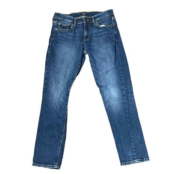 Gap Denim Girlfriend Ankle Jeans Medium Blue Washed Mid-Rise Stretch 2R Women - Picture 1 of 9